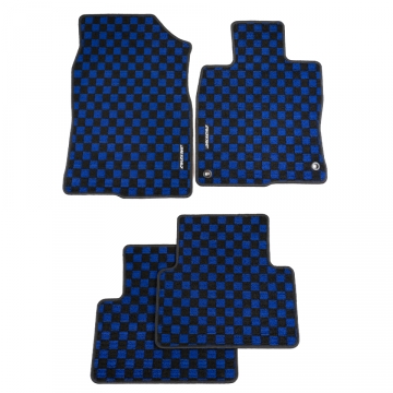 Evasive Motorsports Checkered Floor Mats (Blue / Black) - Honda Civic Type R FK8 / Civic Sedan FC / Hatch FK (LHD) 16-21