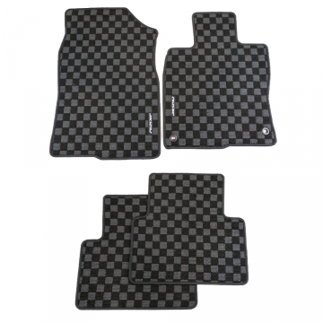 Evasive Motorsports Checkered Floor Mats (Dark Grey / Black) - Honda Civic Type R FK8 / Civic Sedan FC / Hatch FK (LHD) 16-21