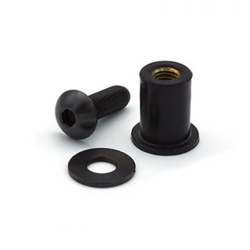 Dress Up Bolts Titanium Body Kit Hardware - M5 x .8 x 15mm Button Head Bolt with 15mm Well Nut - Combo 5 (Black)