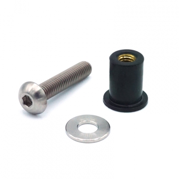 Dress Up Bolts Body Kit Hardware - M5 x .8 x 25mm Titanium Button Head Bolt with 15mm Well Nut - Combo 3 (Polished)